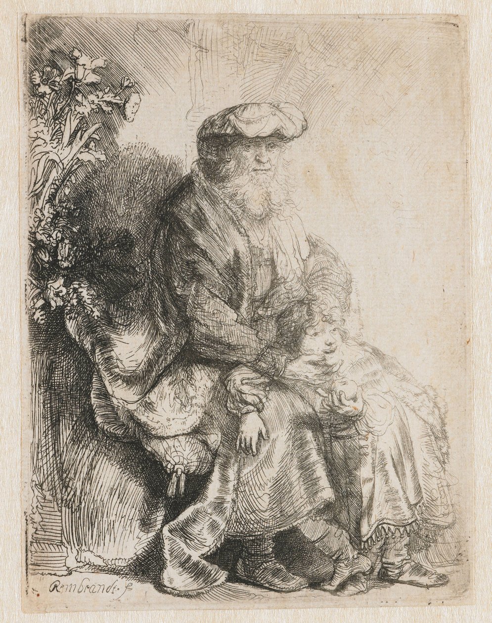 Abraham hladí Izáka Jacob hladí Benjamina od Rembrandt van Rijn