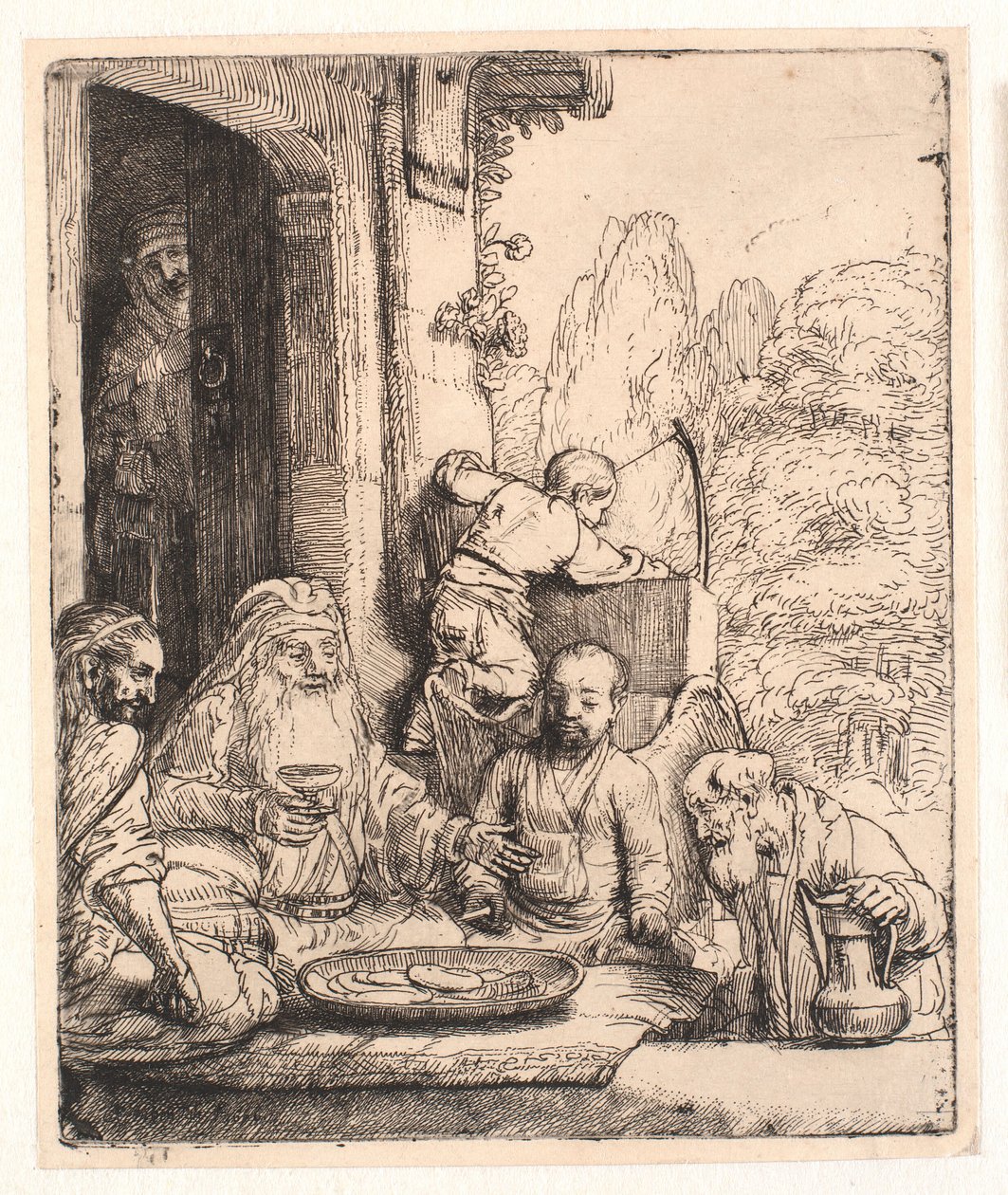 Abraham baví anděly od Rembrandt van Rijn