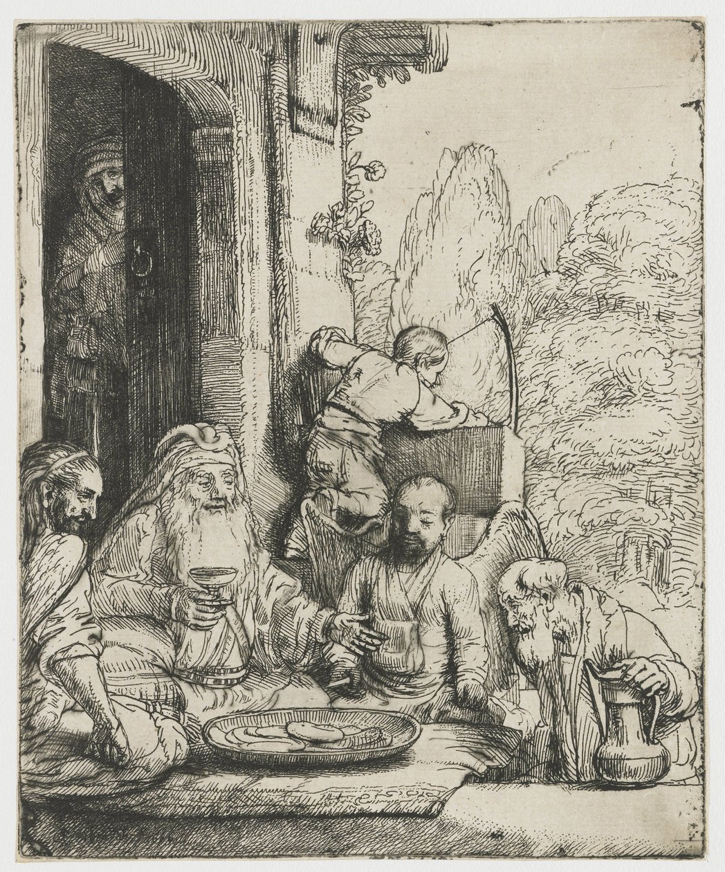 Abraham baví anděly od Rembrandt van Rijn