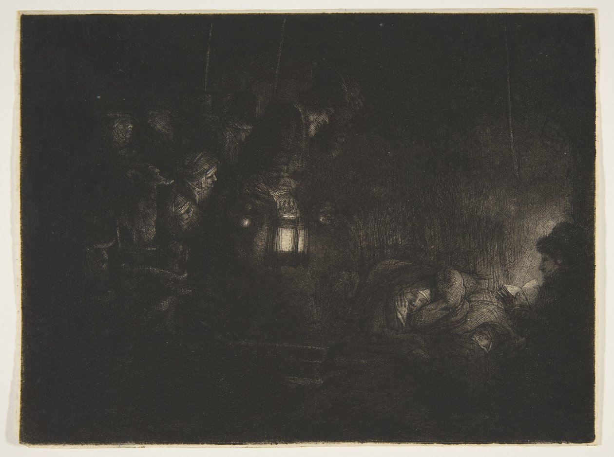 Adoration of the Shepherds: A Night Piece, ca. 1657. od Rembrandt van Rijn