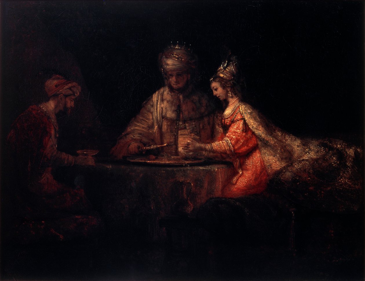 Ahasver, Haman a Ester, 1660. od Rembrandt van Rijn