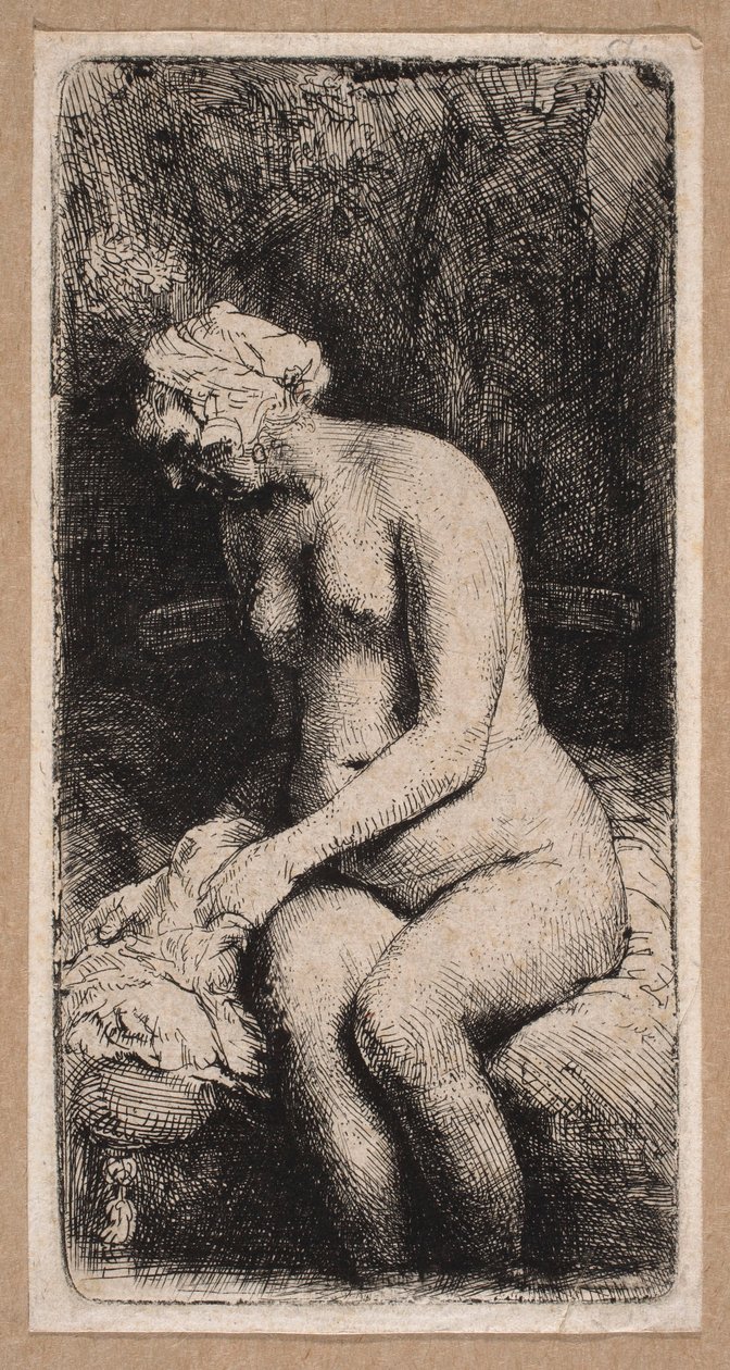 Akt ženy „s nohama ponořenými ve vodě“ od Rembrandt van Rijn