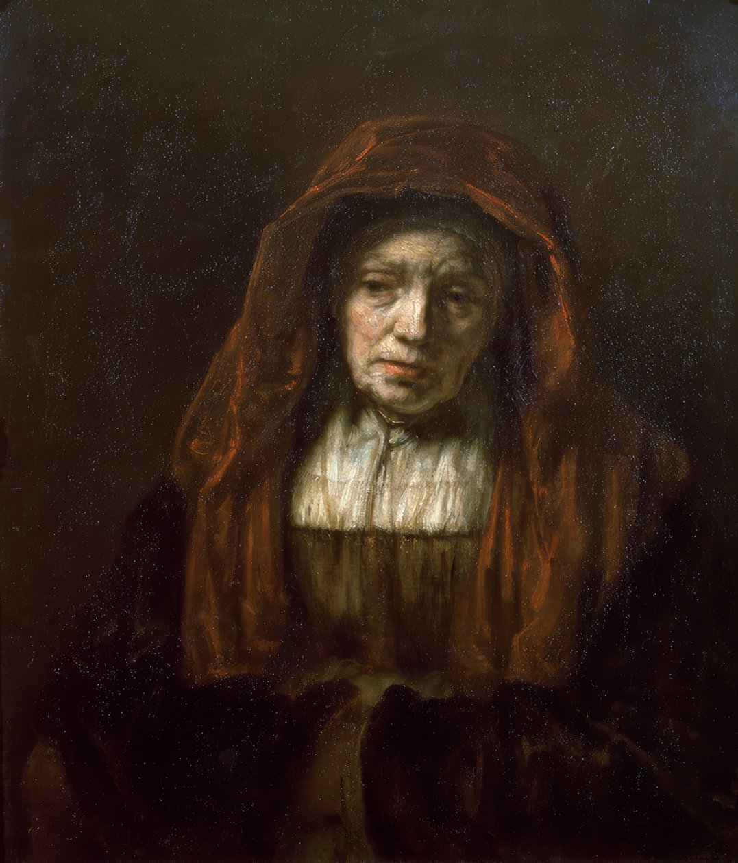 Stará žena s šátkem od Rembrandt van Rijn