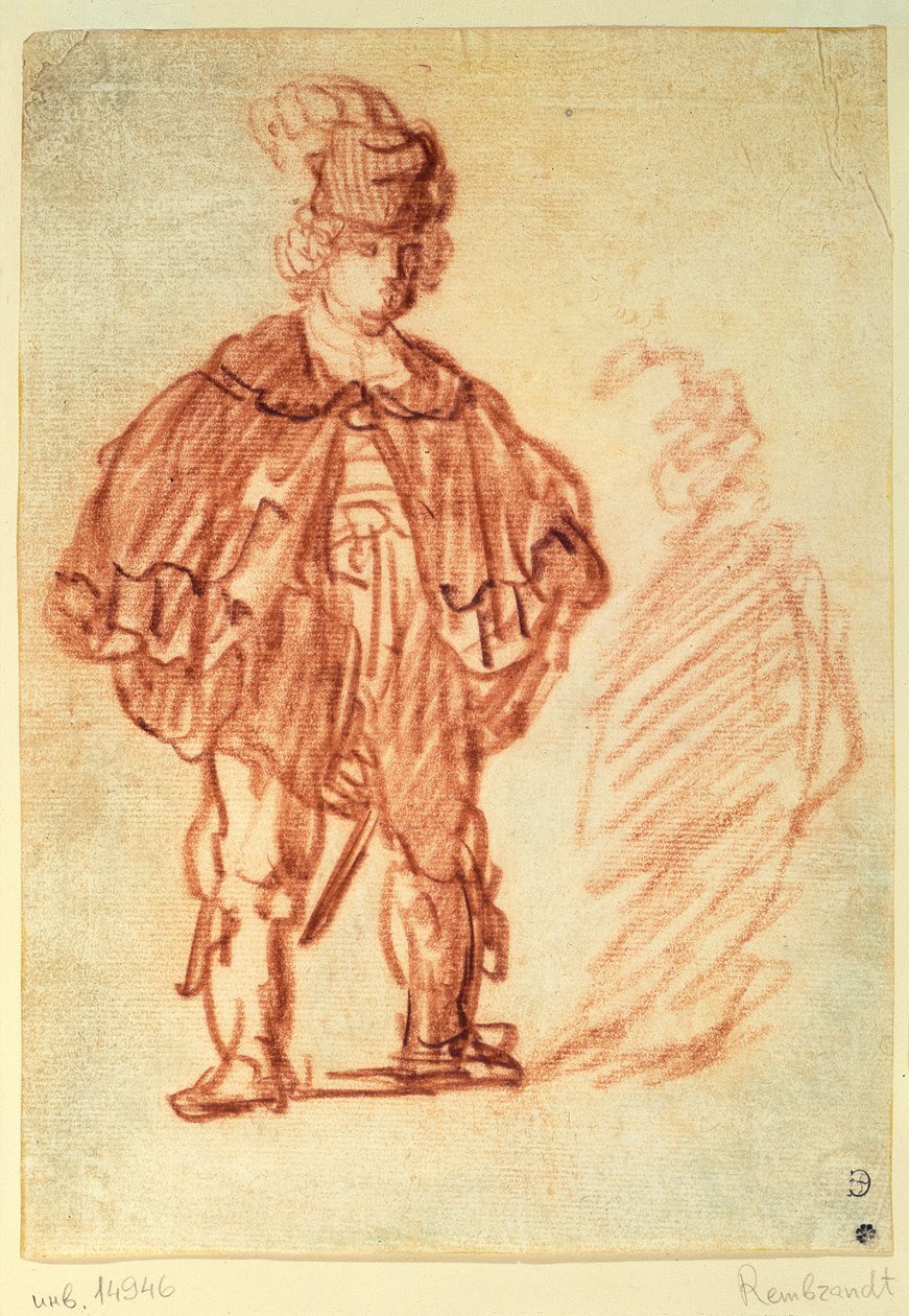 An Actor Standing (sangvinik) od Rembrandt van Rijn