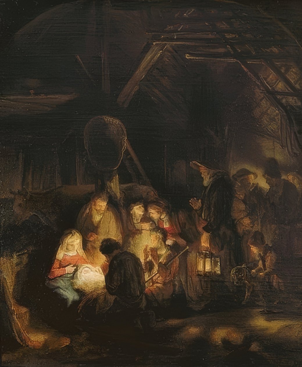 Klanění pastýřů. 1646 od Rembrandt van Rijn