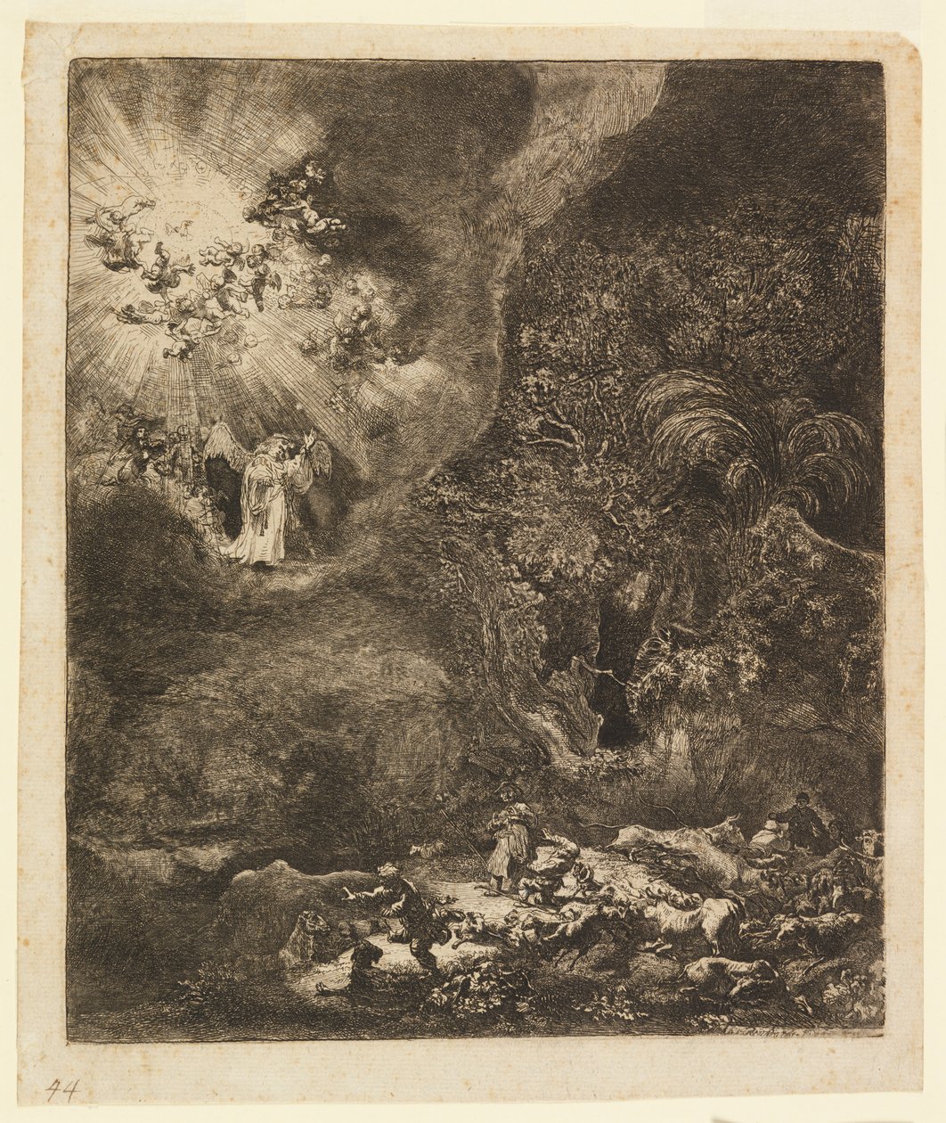 Anděl se zjevuje pastýřům od Rembrandt van Rijn