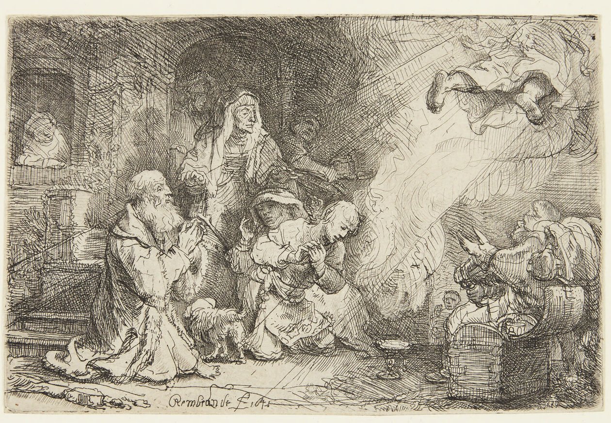 Anděl opouští Tobiasovu rodinu od Rembrandt van Rijn