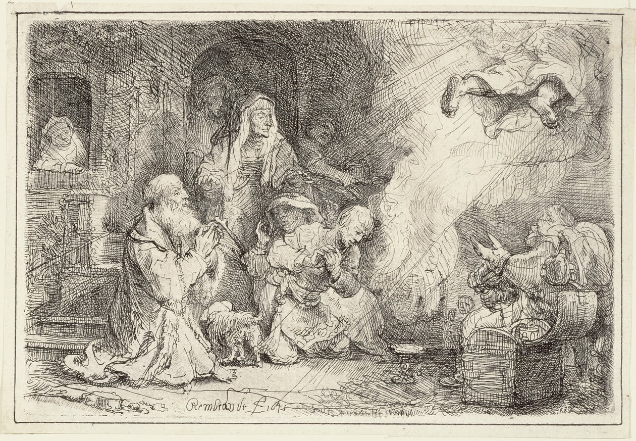 Anděl odcházející z rodiny Tobiášových, 1641 od Rembrandt van Rijn