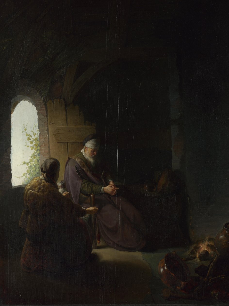 Anna a slepý Tobit, kolem roku 1630 od Rembrandt van Rijn