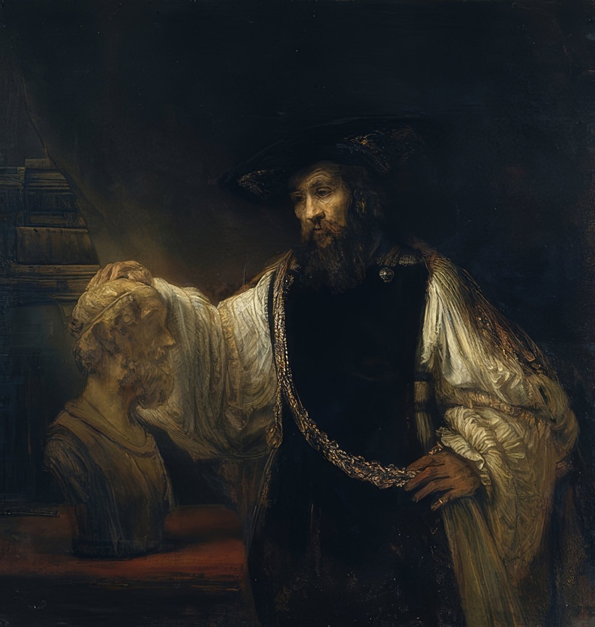 Aristoteles před bustou Homéra. 1653 od Rembrandt van Rijn