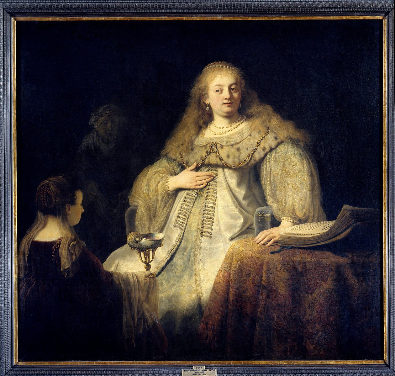 Artemise. Artemise I., královna města Halicarnassus ve 4. století před naším letopočtem. (Říše Roughenidů). Obraz Harmenszoon van Rijn dit Rembrandt (1606-1669) od Rembrandt van Rijn