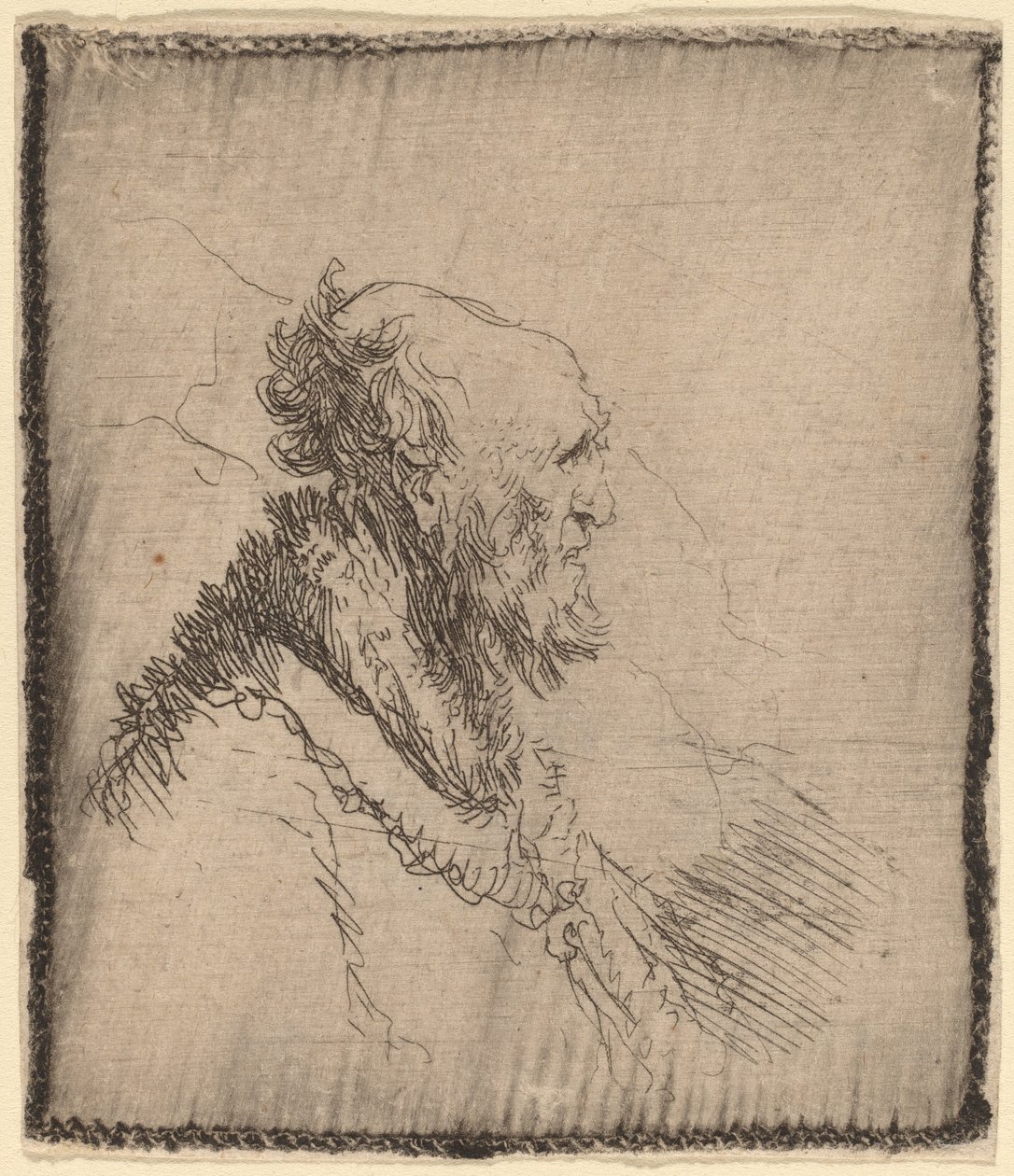 Holohlavý starý muž s krátkým plnovousem z profilu, c. 1635. od Rembrandt van Rijn