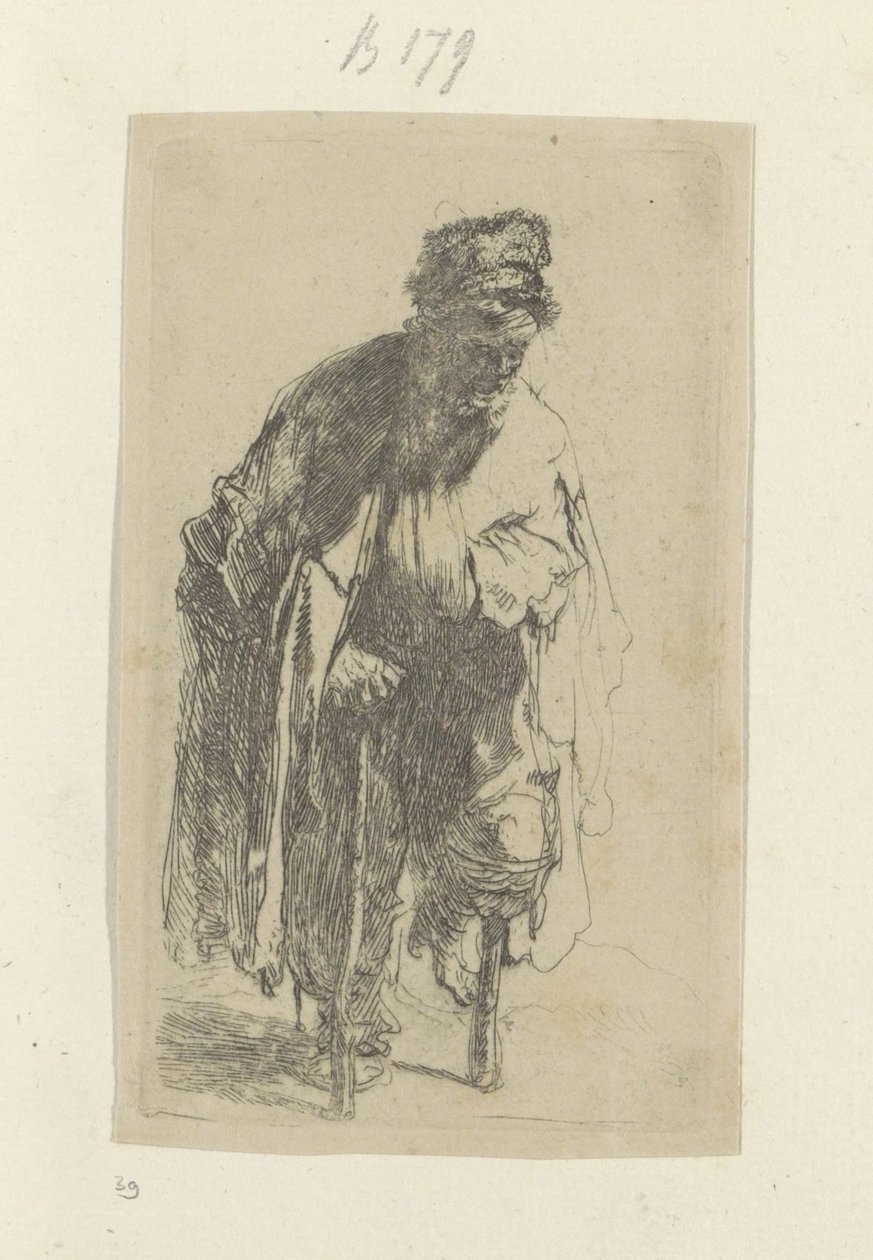 Žebrák s dřevěnou nohou Recueil de quatre-vingt-cinq estampes originales (název série) od Rembrandt van Rijn