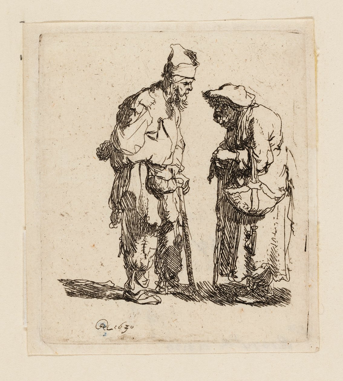 Žebrák a žebrák konverzují od Rembrandt van Rijn