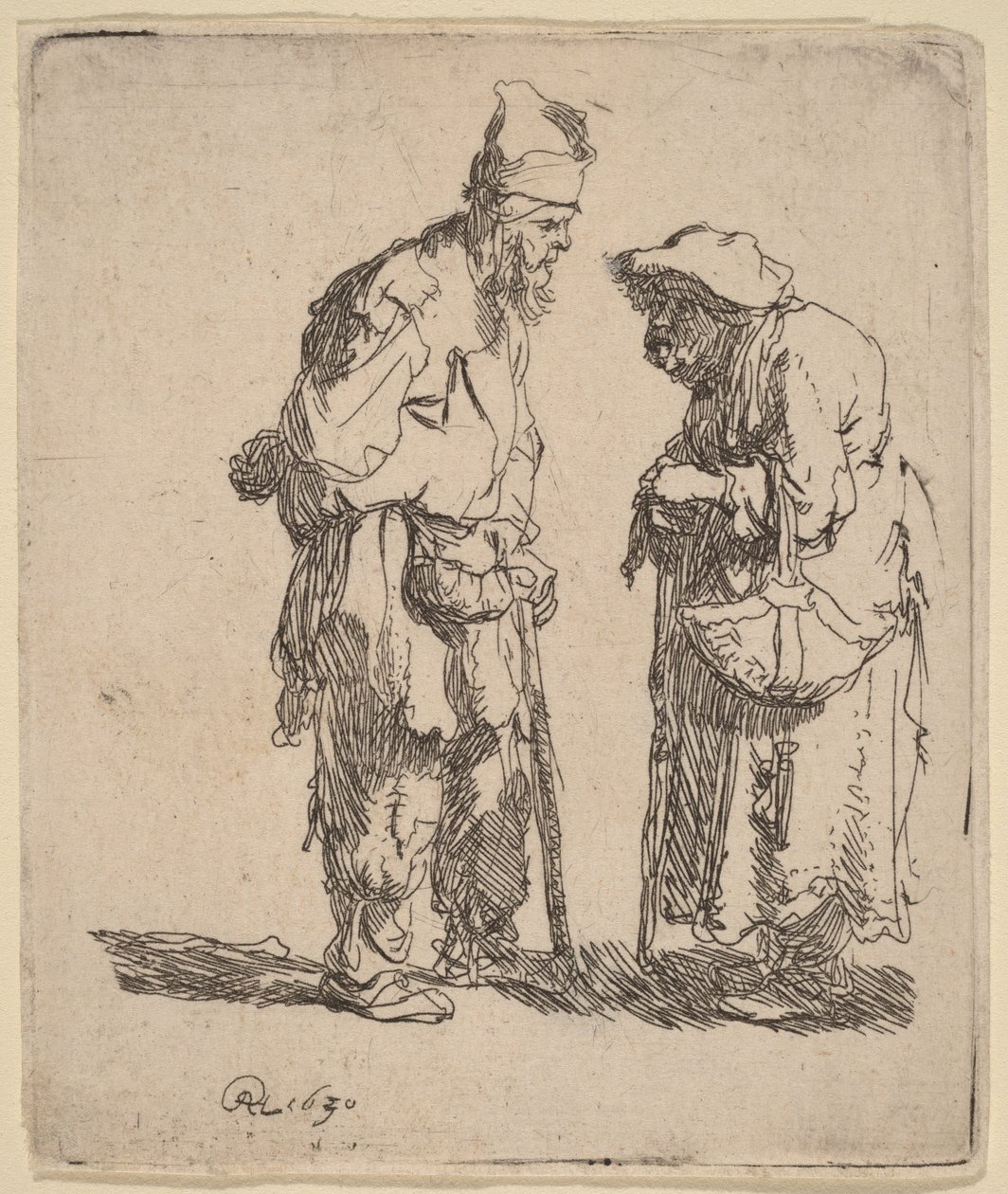 Rozhovor žebráka a žebračky od Rembrandt van Rijn