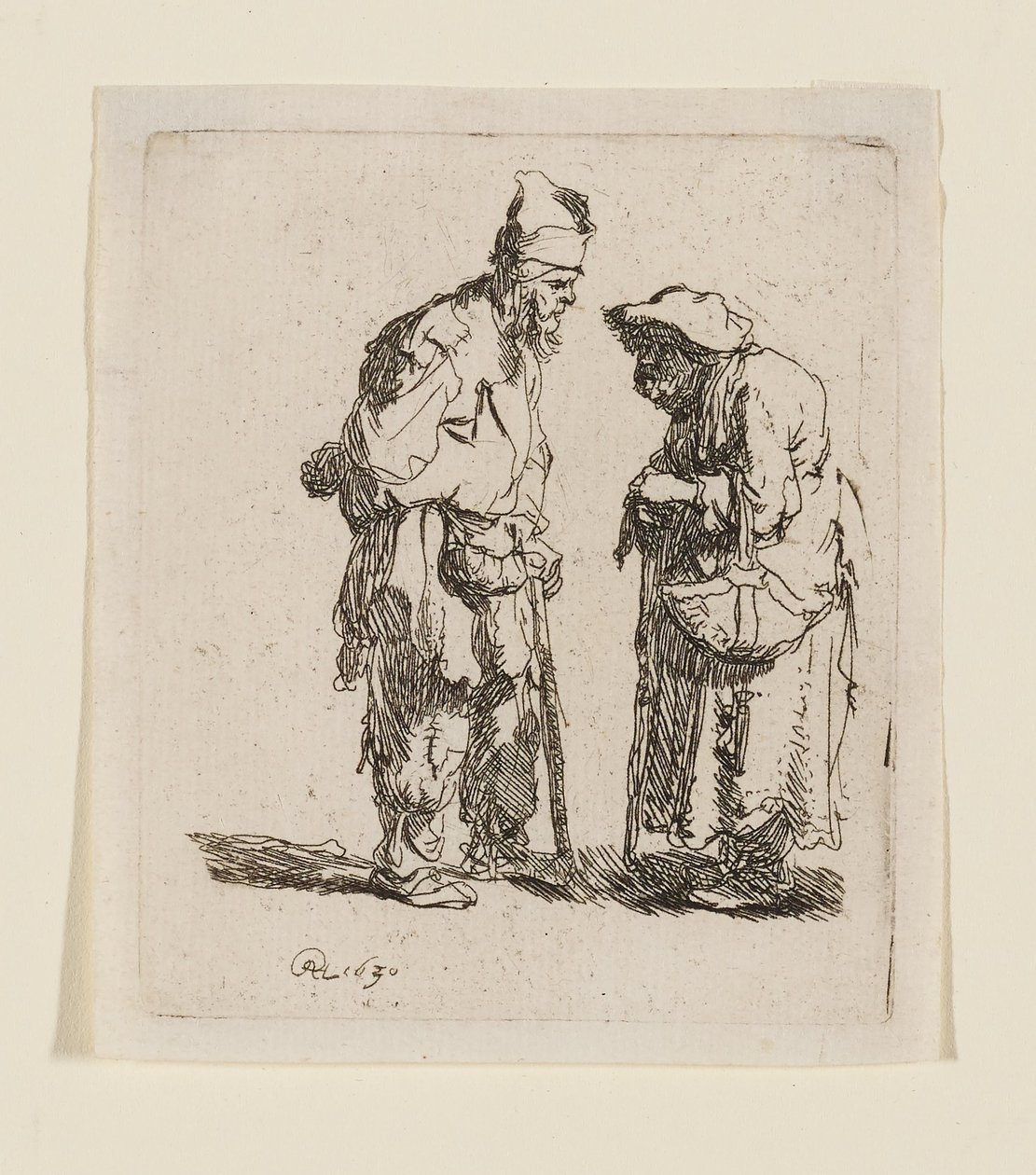 Rozhovor žebráka a žebračky od Rembrandt van Rijn