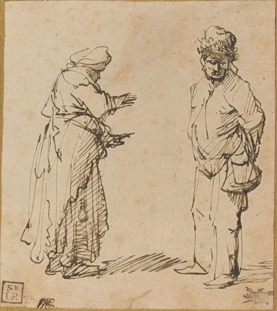 Žebrák a žena od Rembrandt van Rijn
