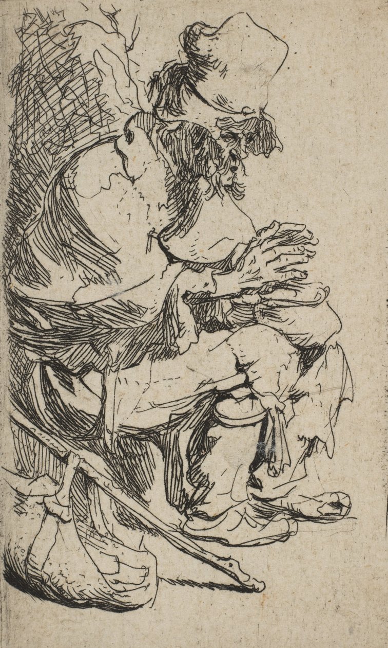 Žebrák sedící a ohřívá si ruce u třecí misky, ca. 1630, ca. 1630. od Rembrandt van Rijn