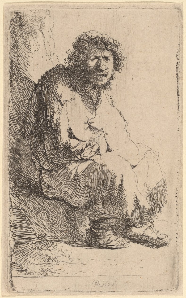 Žebrák sedící na břehu od Rembrandt van Rijn