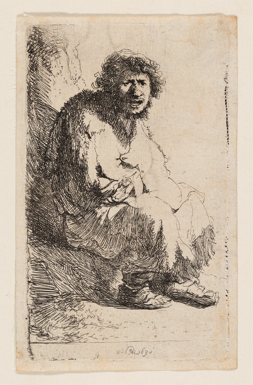 Žebrák sedící na břehu od Rembrandt van Rijn