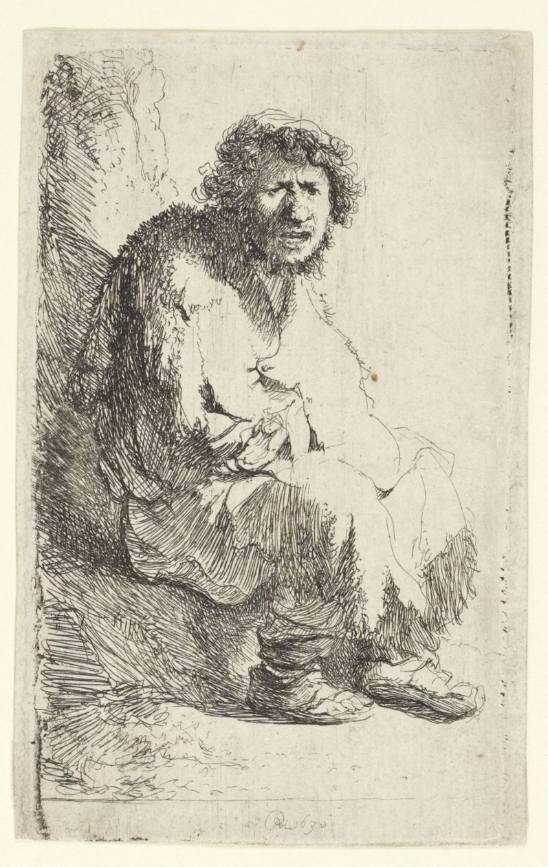 Žebrák sedící na břehu od Rembrandt van Rijn