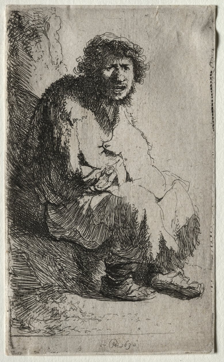 Žebrák sedící na břehu, 1630. od Rembrandt van Rijn