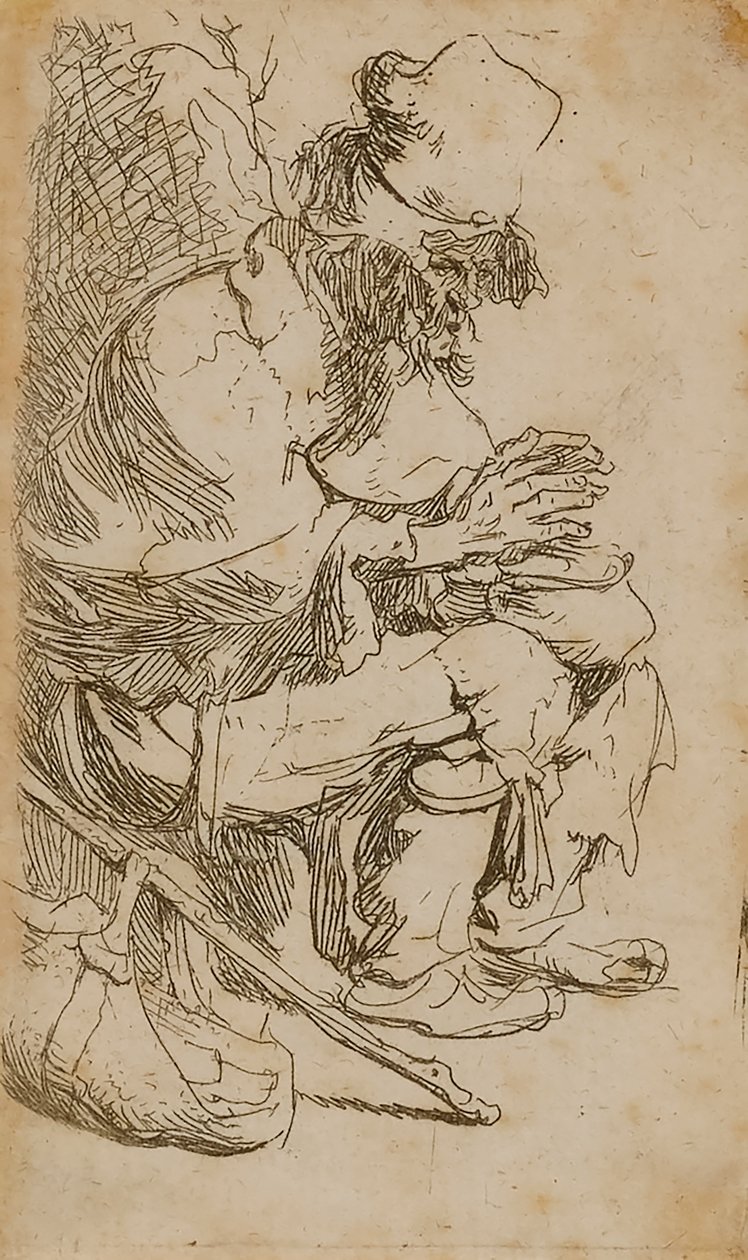Žebrák si hřeje ruce od Rembrandt van Rijn