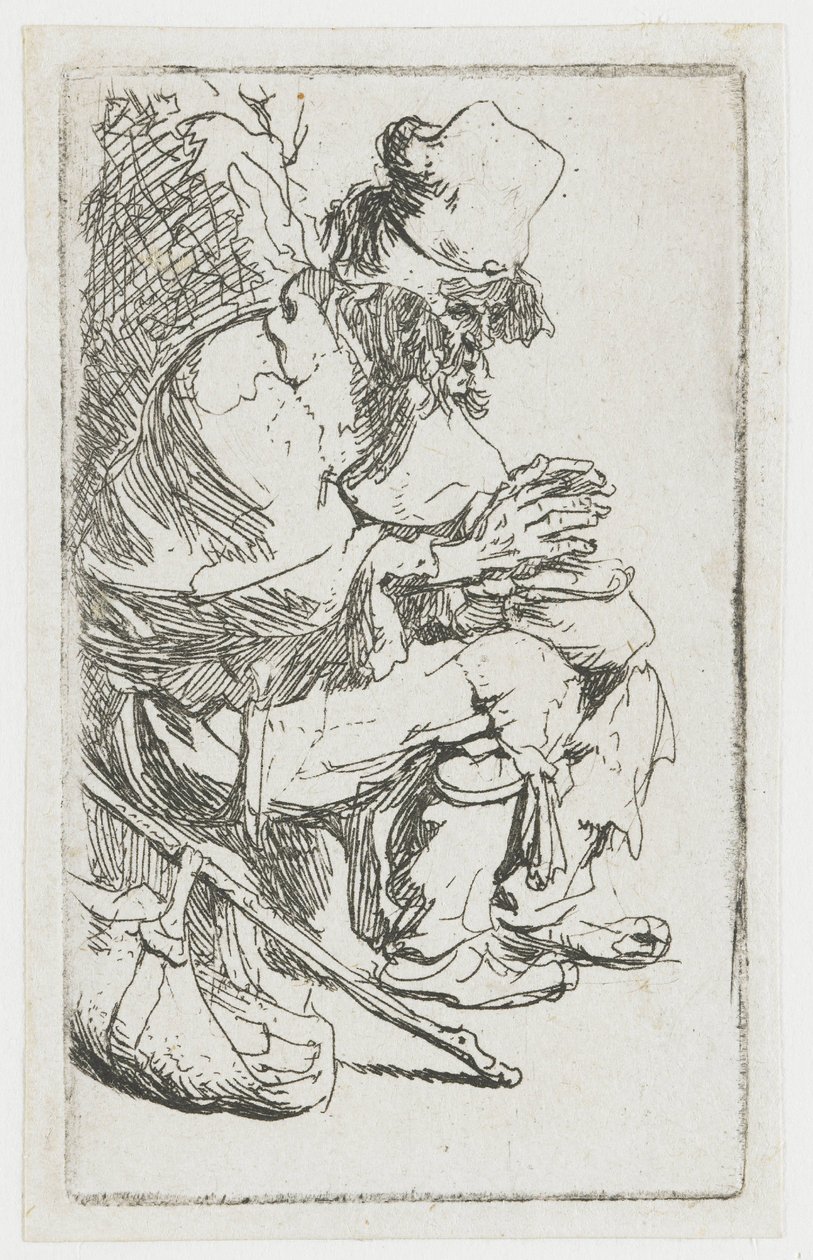 Žebrák si ohřívá ruce od Rembrandt van Rijn