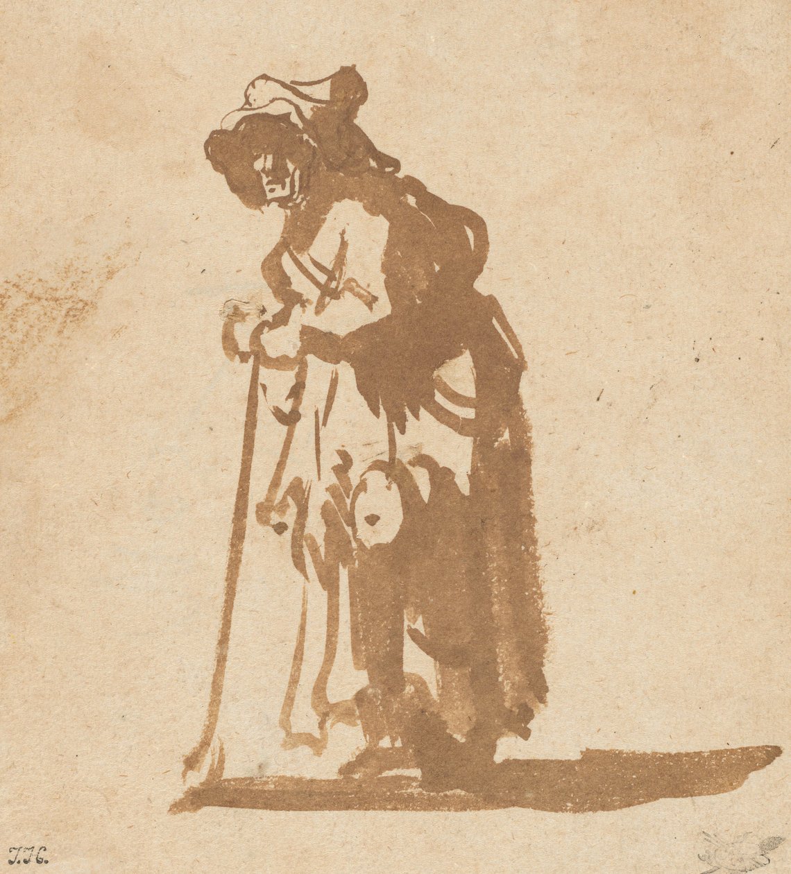 Žebrák opírající se o hůl, 16281630. od Rembrandt van Rijn