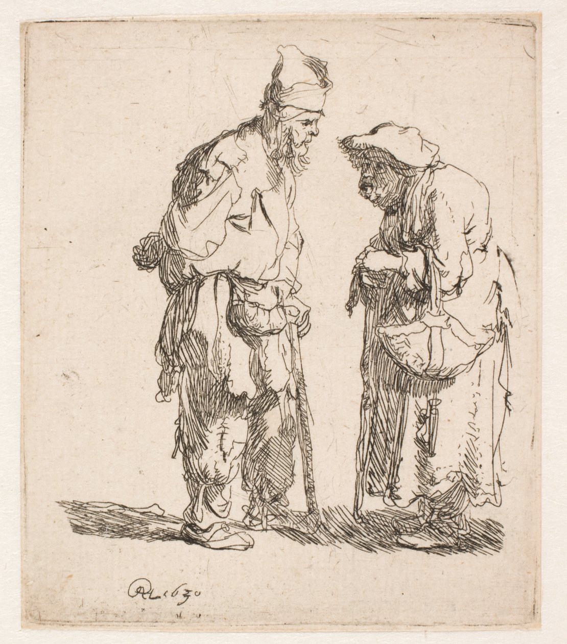 Rozhovor mezi žebrákem a žebračkou od Rembrandt van Rijn