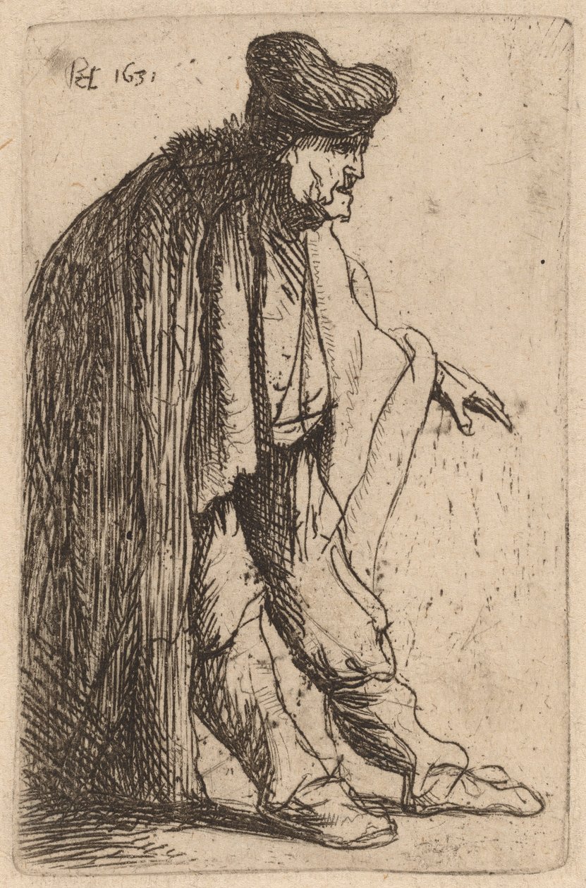 Žebrák s nataženou levou rukou od Rembrandt van Rijn