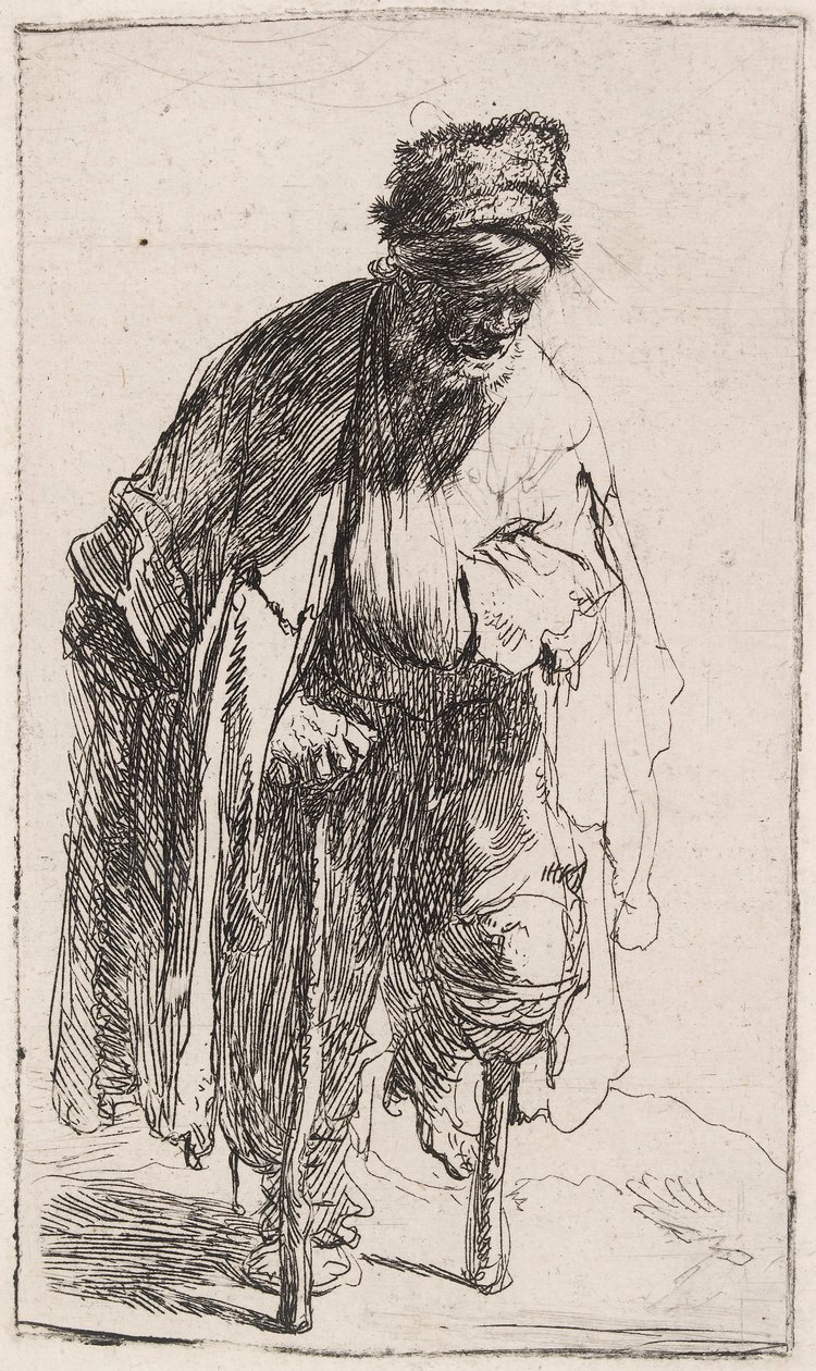 Žebrák s dřevěnou nohou, kolem 1630. od Rembrandt van Rijn