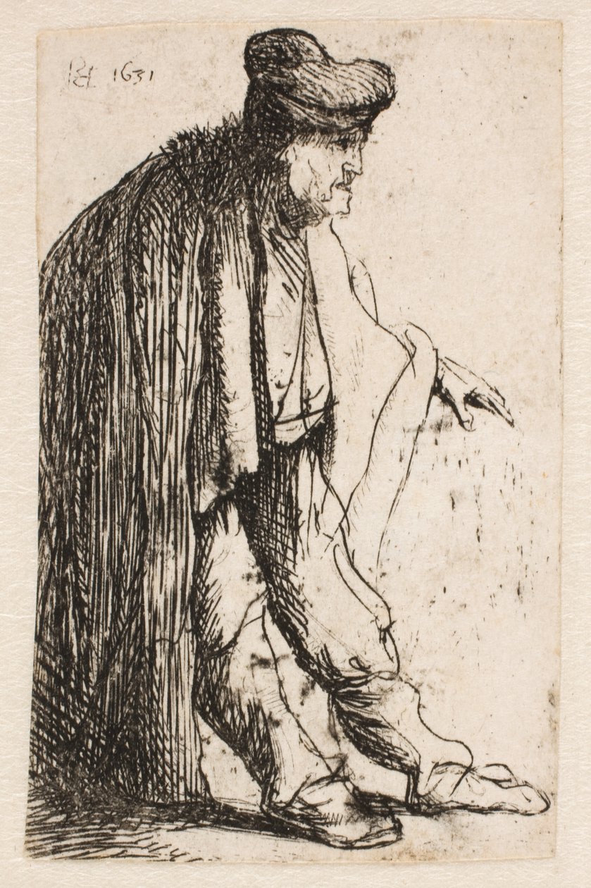 Žebrák s nataženou levou rukou od Rembrandt van Rijn