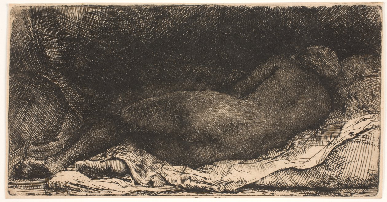Černá africká dívka vleže od Rembrandt van Rijn