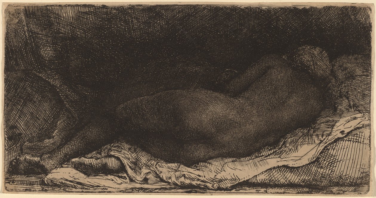 Černá žena vleže od Rembrandt van Rijn