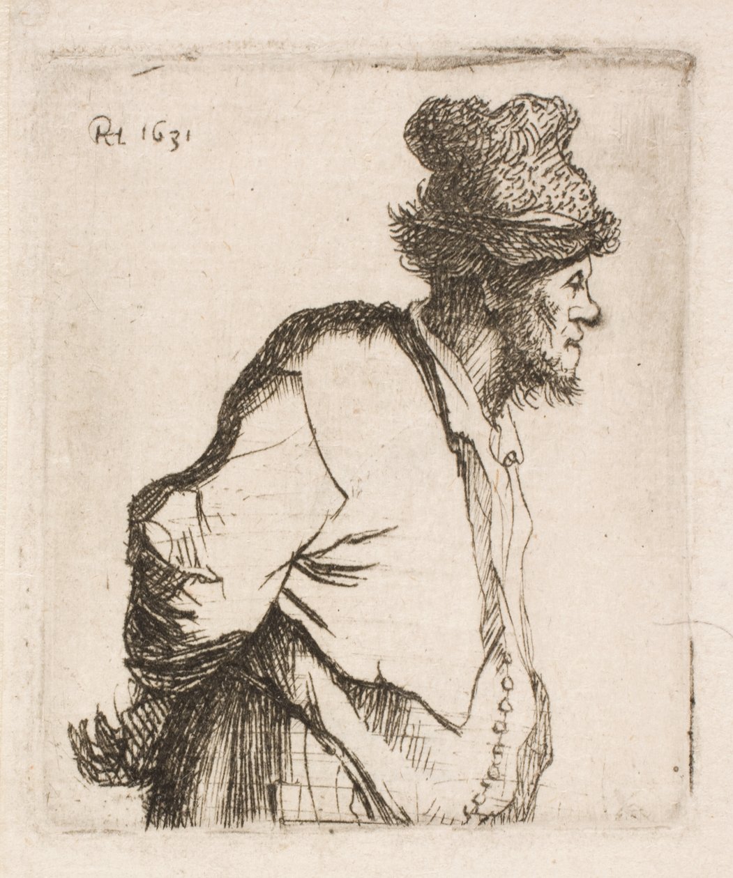 Rolník s rukama na zádech od Rembrandt van Rijn