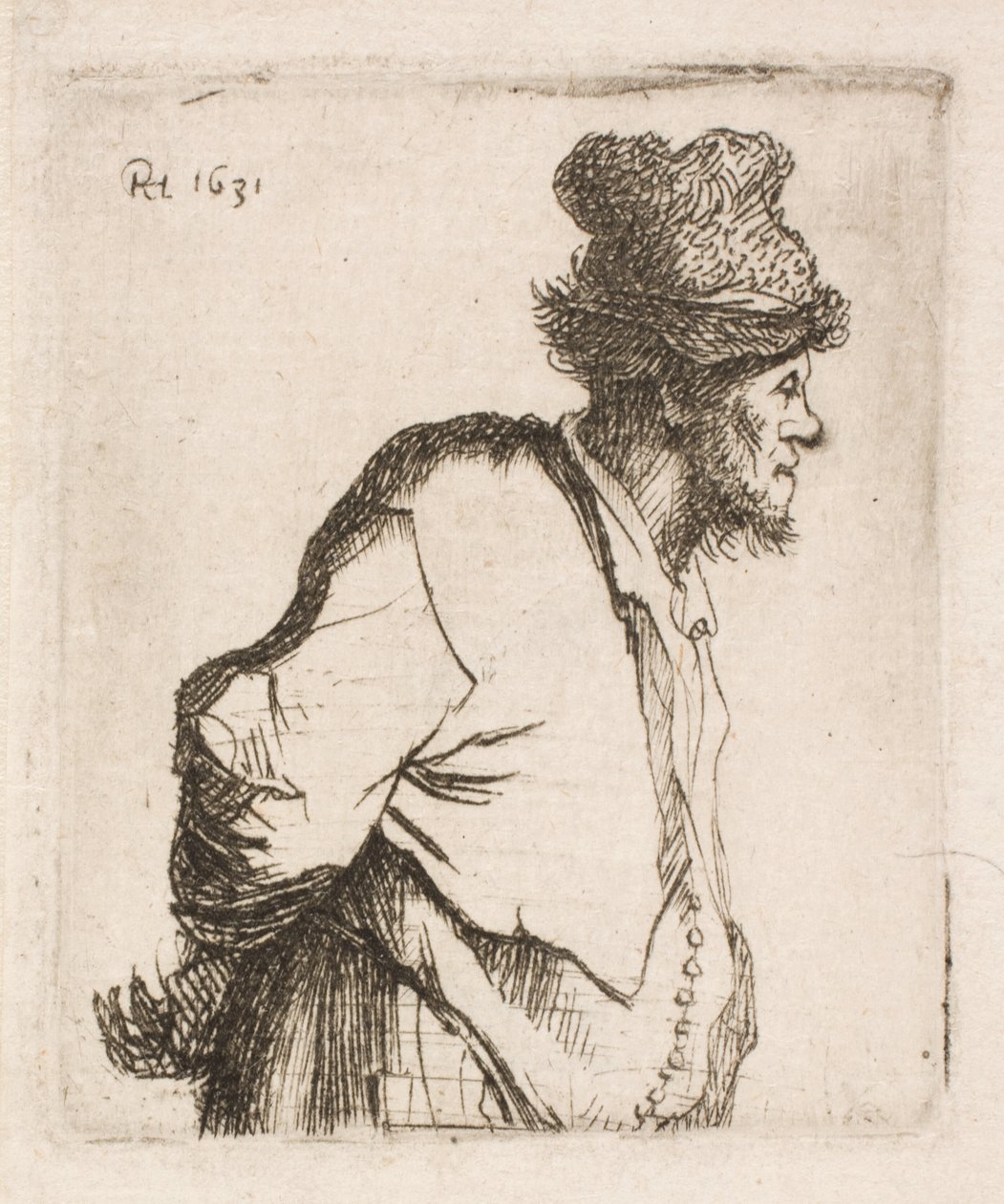 Rolník s rukama na zádech od Rembrandt van Rijn