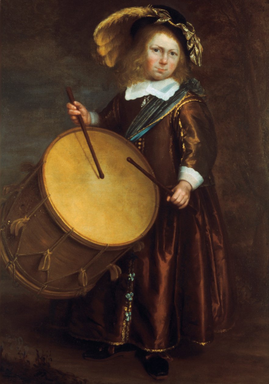 Chlapec s bubnem, 17. století od Rembrandt van Rijn