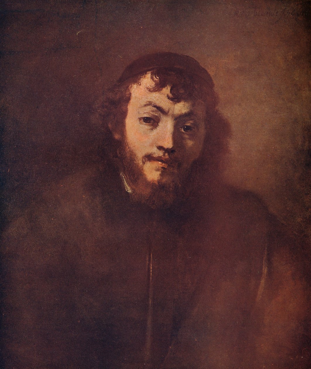 Busta vousatého mladíka s čepicí, 1663 od Rembrandt van Rijn