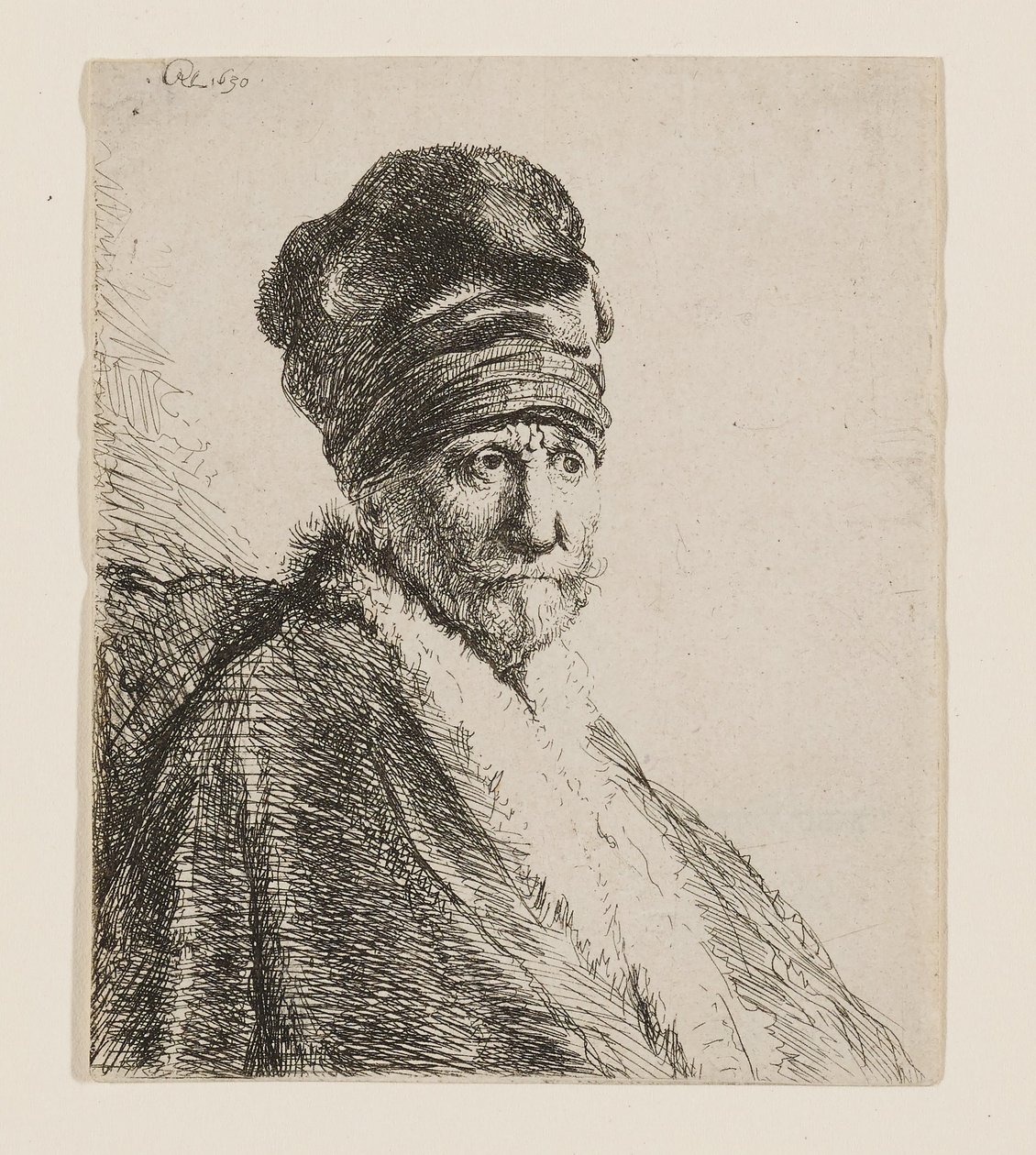 Busta muže s vysokou čepicí od Rembrandt van Rijn