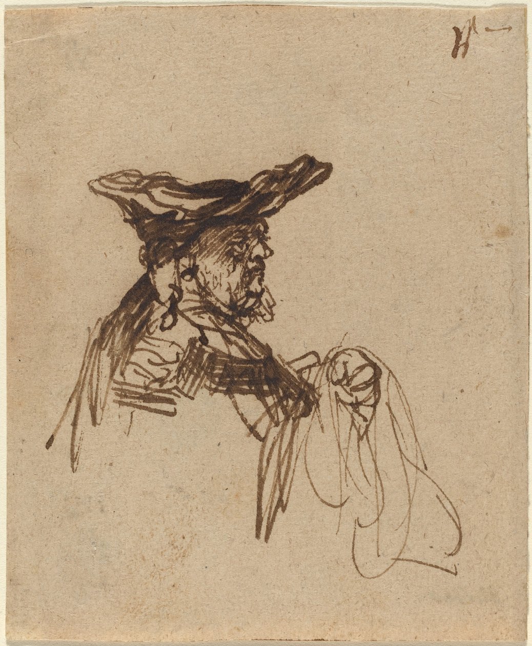 Busta staršího muže v ploché čepici od Rembrandt van Rijn