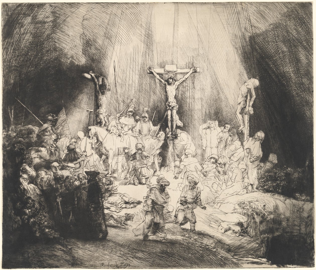 Kristus ukřižovaný mezi dvěma zloději (Tři kříže) od Rembrandt van Rijn