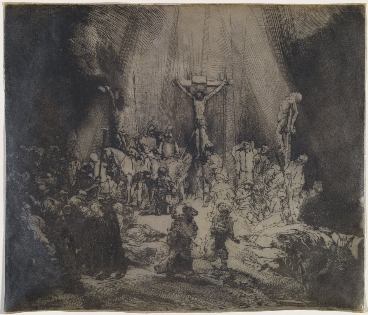 Kristus ukřižovaný mezi dvěma zloději (Tři kříže) od Rembrandt van Rijn