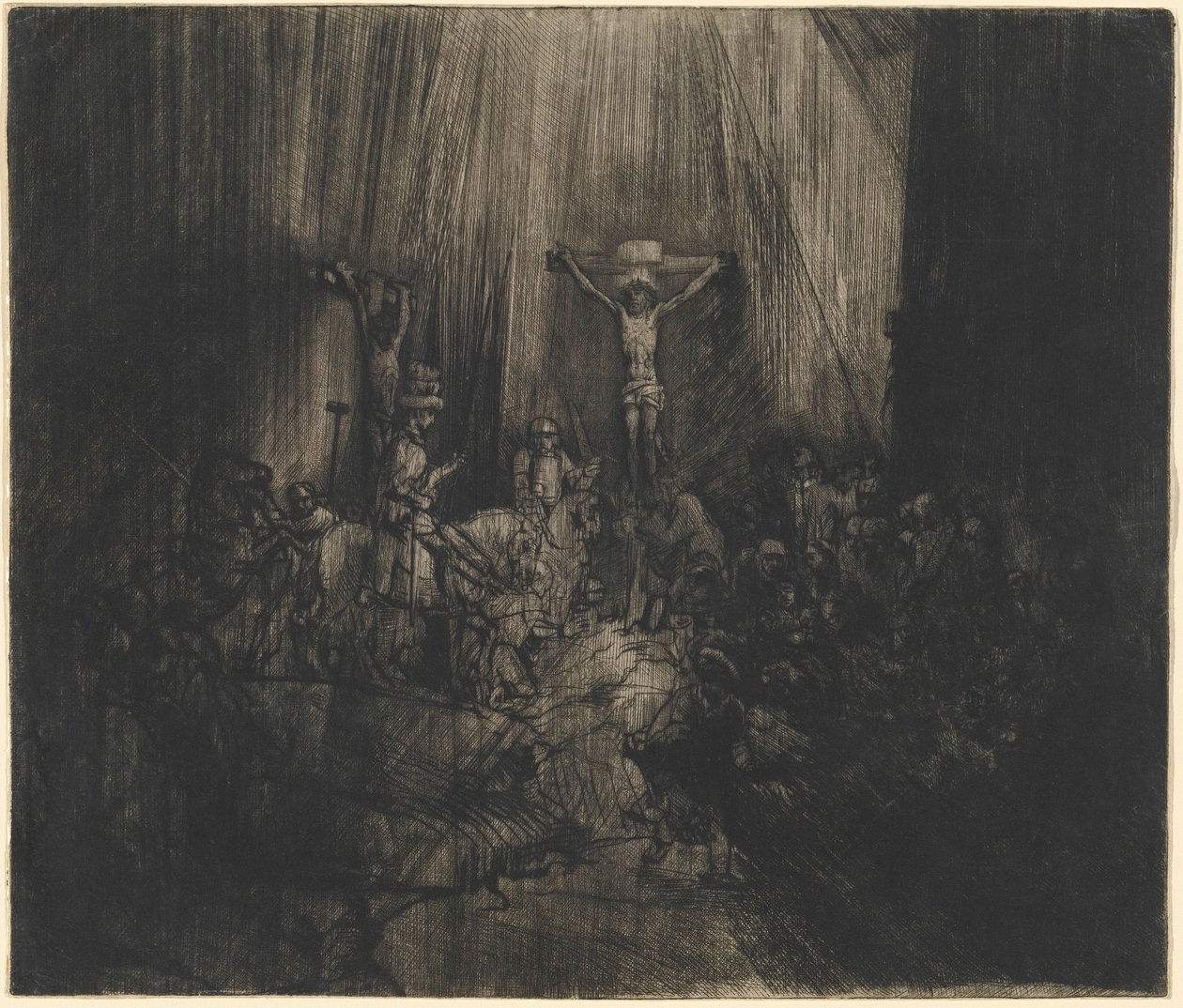 Ukřižovaný Kristus mezi dvěma zloději (Tři kříže) od Rembrandt van Rijn