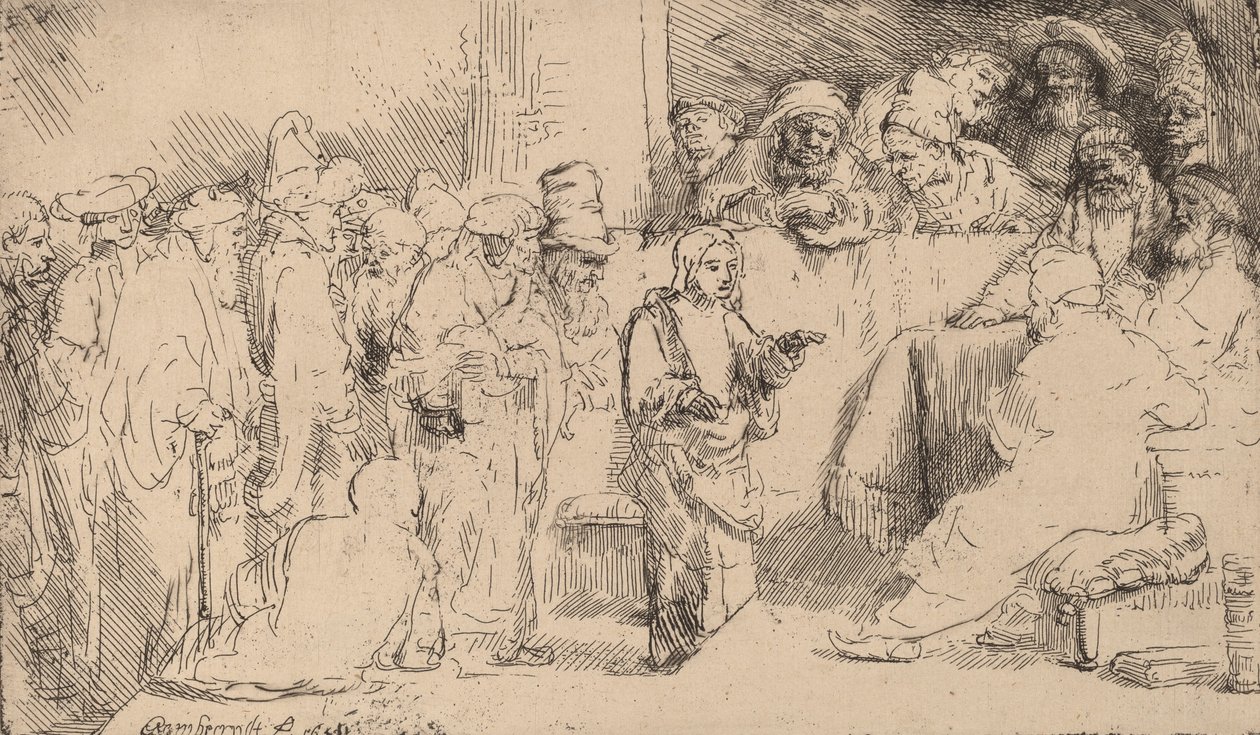 Christ Disputing with the Doctors: a Sketch, 1652. od Rembrandt van Rijn