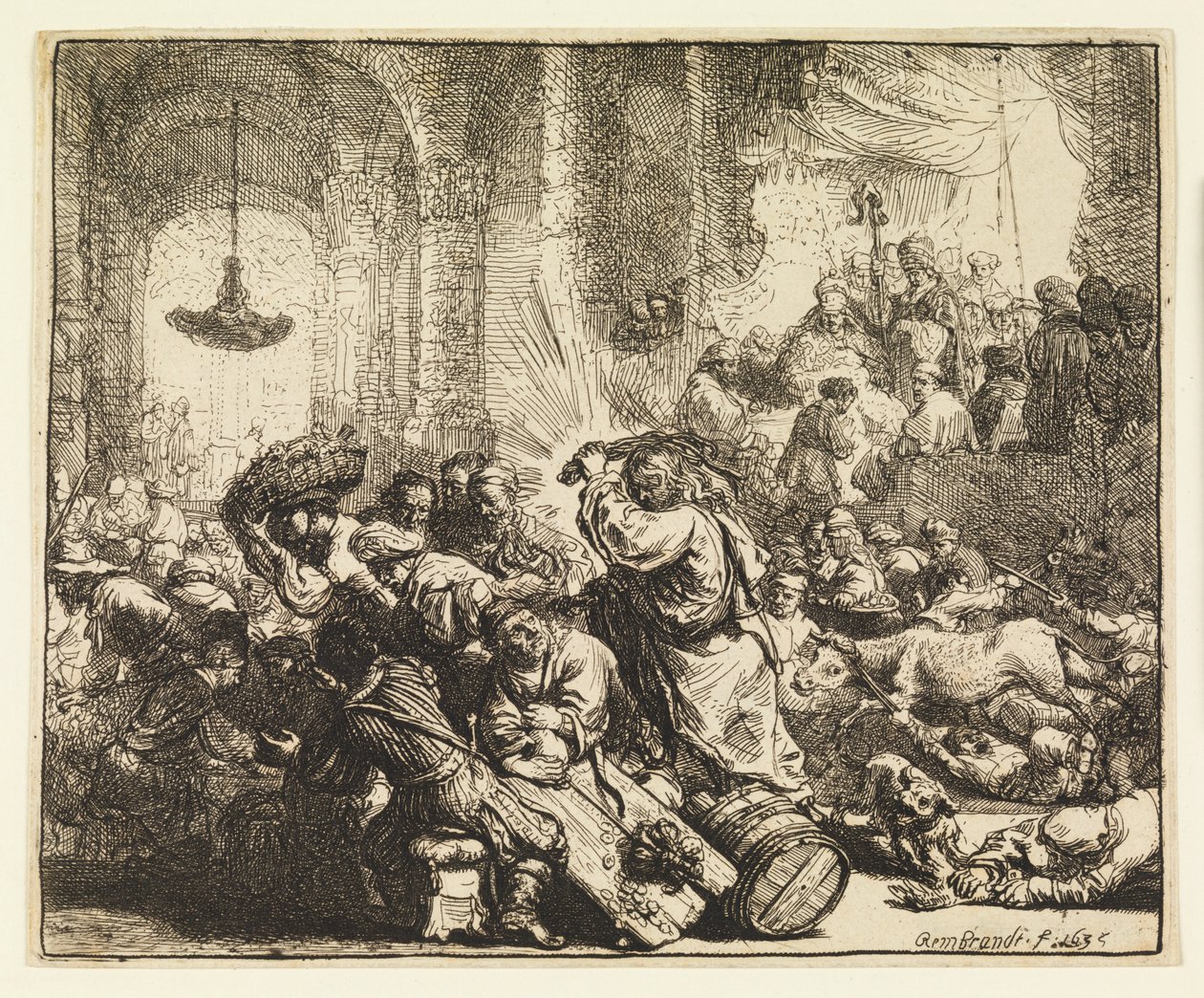 Kristus vyhání směnárníky z chrámu od Rembrandt van Rijn