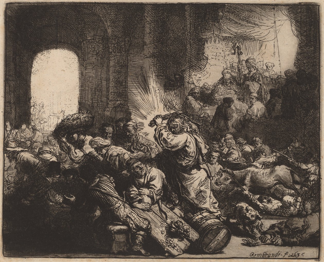Kristus vyhání směnárníky z chrámu od Rembrandt van Rijn