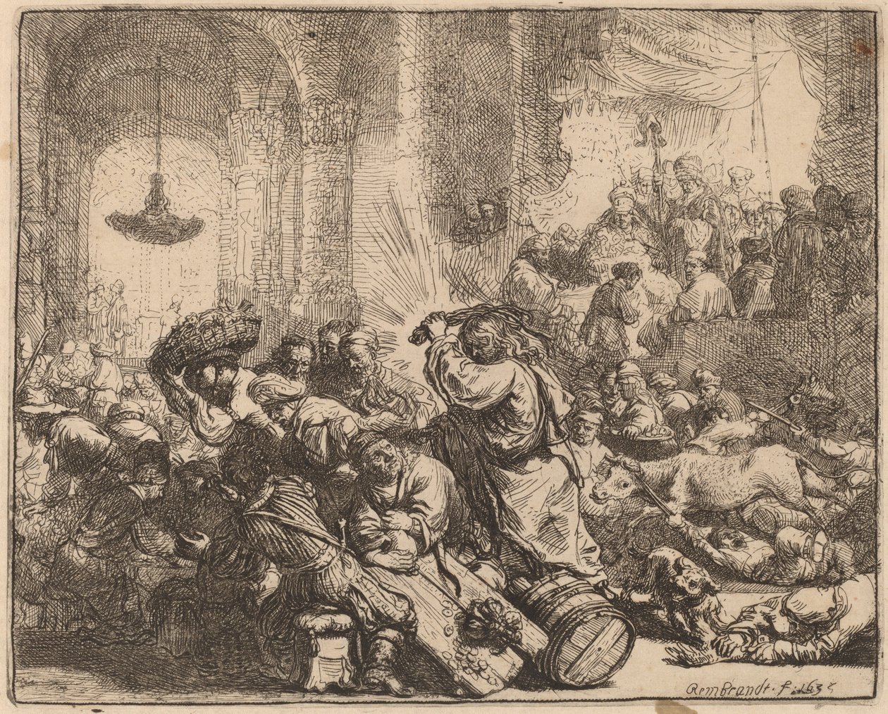 Kristus vyhání směnárníky z chrámu od Rembrandt van Rijn