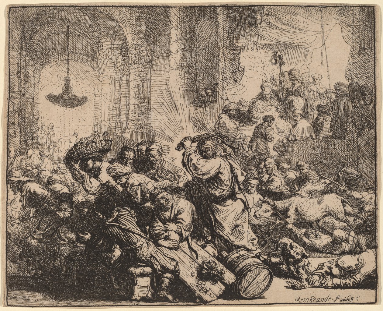 Kristus vyhání směnárníky z chrámu od Rembrandt van Rijn