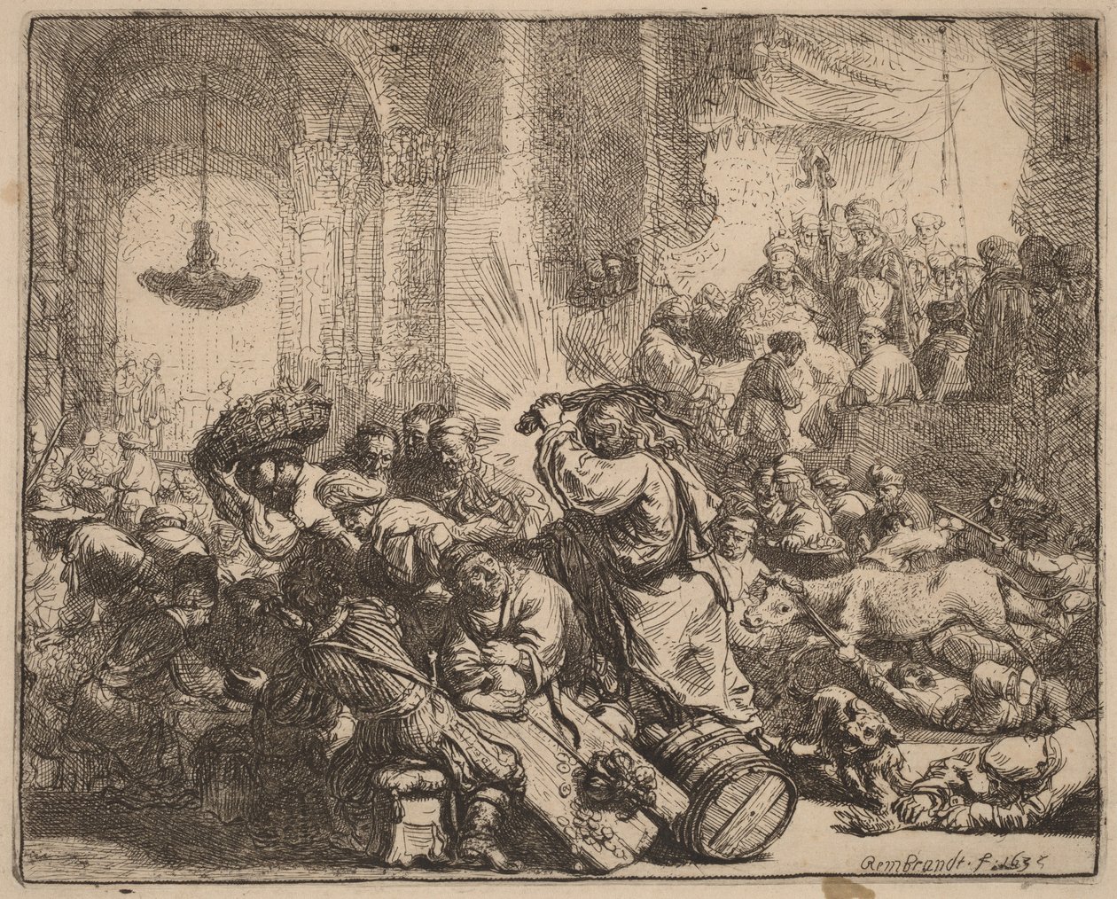 Kristus vyhání směnárníky z chrámu od Rembrandt van Rijn